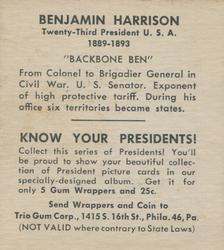 1940 Trio Gum Presidents (R210) #NNO Benjamin Harrison Back