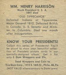 1940 Trio Gum Presidents (R210) #NNO William Henry Harrison Back
