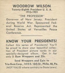 1940 Trio Gum Presidents (R210) #NNO Woodrow Wilson Back