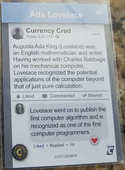 2022 Cardsmiths Currency Series 1 #17 Ada Lovelace Back