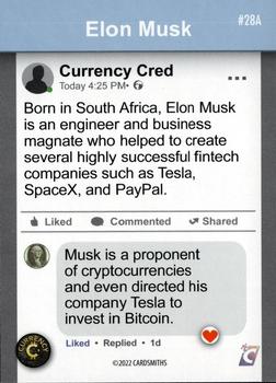 2022 Cardsmiths Currency Series 1 #28A Elon Musk Back
