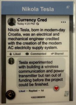 2022 Cardsmiths Currency Series 1 - Gemstone Refractors Holofoil #7 Nikola Tesla Back