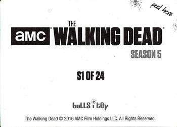 2016 Bulls-i-Toy The Walking Dead Season 5 Dog Tags #S1 Walker Back