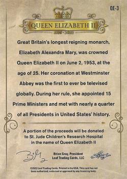 2022 Leaf Queen Elizabeth II Remembrance #QE-3 Queen Elizabeth II Back