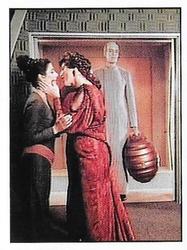 1992 Panini Star Trek: The Next Generation Stickers (Red backs) #120 Lwaxana Troi kissing Deanna goodbye while Mr. Homn waits Front