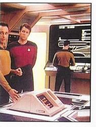 1992 Panini Star Trek: The Next Generation Stickers (Red backs) #124 Riker with Kosinski in Engineering (right half) Front