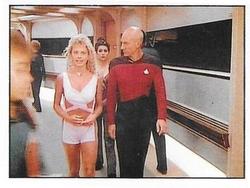 1992 Panini Star Trek: The Next Generation Stickers (Red backs) #204 Picard, Rivan and Troi walking through Enterprise corridor Front