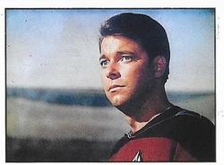 1992 Panini Star Trek: The Next Generation Stickers (Red backs) #232 Riker, regretting not using Q's power to save the child Front