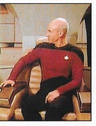 1992 Panini Star Trek: The Next Generation Stickers (Red backs) #240 Picard sitting in command chair next to Riker (right half) Front