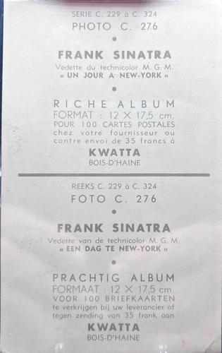 1950 Kwatta Film Stars Series C (229-324) #C276 Frank Sinatra Back