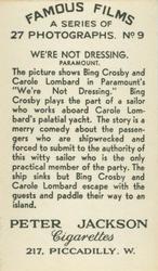 1934 Peter Jackson Famous Films #9 Carole Lombard / Bing Crosby Back