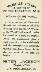 1934 Peter Jackson Famous Films #18 Constance Bennett / Herbert Marshall Back