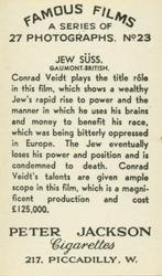 1934 Peter Jackson Famous Films #23 Conrad Veidt Back