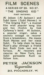 1936 Peter Jackson Famous Film Scenes #27 Al Jolson / Sybil Jason Back