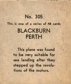 1938 Series of 48 - Aviation (R132) #305 The Blackburn Perth Back