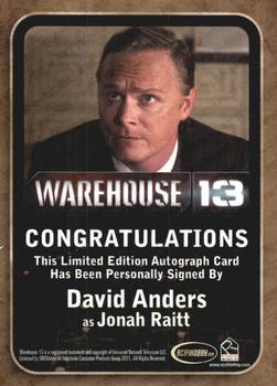 2012 Rittenhouse Warehouse 13 Season 3 - Autographs #NNO David Anders Back
