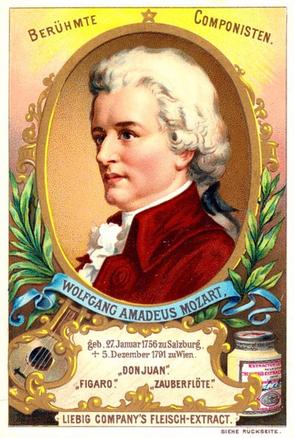 1893 Liebig (Famous Composers I) (German text) (F375, S374) #NNO Wolfgang Amadeus Mozart Front