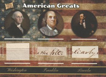 2021 Pieces of the Past Historical Edition - Triple Relic #408 George Washington / Benjamin Franklin / Abraham Lincoln Front