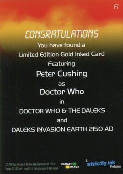 2008 Strictly Ink Doctor Who Big Screen Additions - Gold Inked #F1 Peter Cushing Back