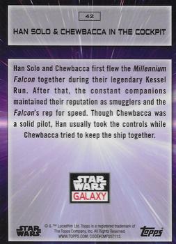 2022 Topps Chrome Star Wars Galaxy #42 Han Solo & Chewbacca in the Cockpit Back