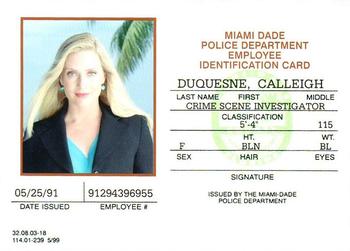 2005 Strictly Ink CSI Miami Series 2 - ID Badges #MIID3 Calleigh Duquesne Front