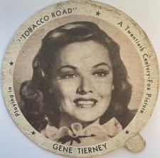 1941 Dixie Cup Lids Movie Stars (F5-7) #NNO Gene Tierney Front