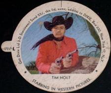 1954 Dixie Cup Lids Movie Stars (F5-20) #NNO Tim Holt Front
