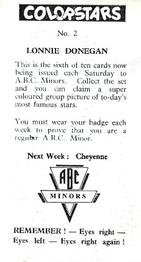 1962 ABC Minors Cinema Colorstars #2 Lonnie Donegan Back