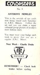 1962 ABC Minors Cinema Colorstars #8 Anthony Newley Back