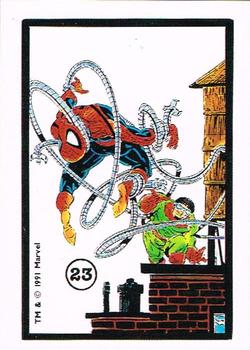 1991 Comic Images Spider-Man Webs Trading Stickers #23 Spider-Man / Doctor Octopus Front