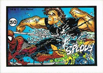 1991 Comic Images Spider-Man Webs Trading Stickers #30 Spider-Man / Hydro-Man Front