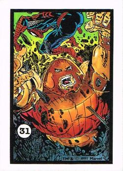 1991 Comic Images Spider-Man Webs Trading Stickers #31 Spider-Man / Juggernaut Front