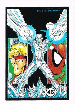 1991 Comic Images Spider-Man Webs Trading Stickers #46 Spider-Man / Iceman Front