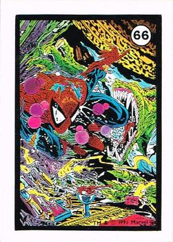 1991 Comic Images Spider-Man Webs Trading Stickers #66 Spider-Man / Lizard Front