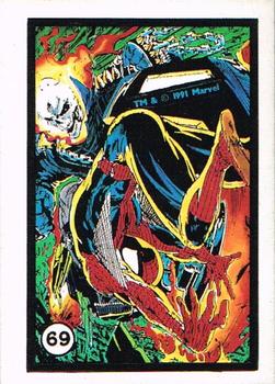 1991 Comic Images Spider-Man Webs Trading Stickers #69 Spider-Man / Ghost Rider Front