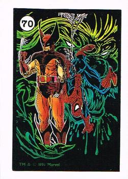 1991 Comic Images Spider-Man Webs Trading Stickers #70 Spider-Man / Wolverine Front
