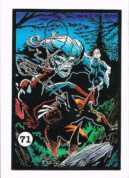 1991 Comic Images Spider-Man Webs Trading Stickers #71 Spider-Man / Wolverine / Wendigo Front