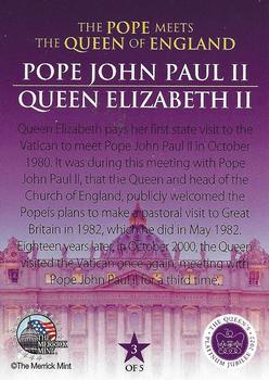 2022 Merrick Mint Queen Elizabeth II Five Popes #3 Pope John Paul II / Queen Elizabeth II Back