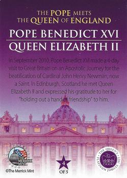 2022 Merrick Mint Queen Elizabeth II Five Popes #4 Pope Benedict XVI / Queen Elizabeth II Back
