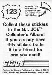 1987 Hasbro G.I. Joe #123 Sneak Peek Back