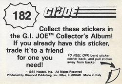 1987 Hasbro G.I. Joe #182 Sci-Fi Back