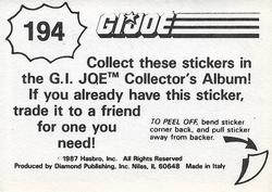 1987 Hasbro G.I. Joe #194 SGT Slaughter vs Wet Suit Back