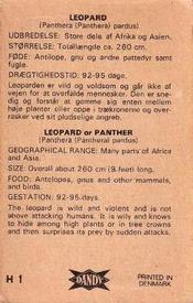 1969 Dandy Gum H Wild Animals (A) (Danish/English) #1 Leopard Back