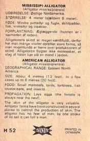 1969 Dandy Gum H Wild Animals (A) (Danish/English) #52 American alligator Back