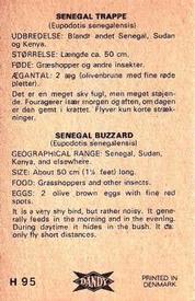 1969 Dandy Gum H Wild Animals (A) (Danish/English) #95 Senegal buzzard Back
