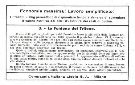 1938 Liebig Le fontane di Roma - The fountains of Rome (Italian Text) (F1367, S1376) #3 La fontana del Tritone Back