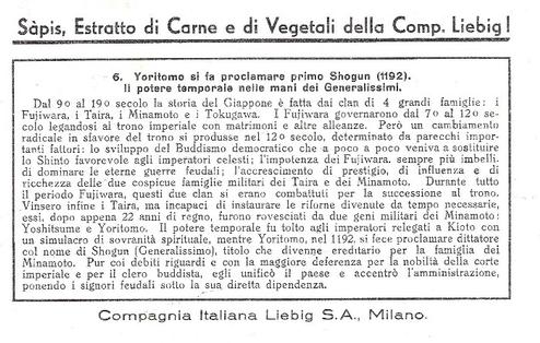 1938 Liebig Storia del Giappone 1 (History of Japan) (Italian Text)(F1368A, S1377) #6 Yorimoto si fa proclamare primo 