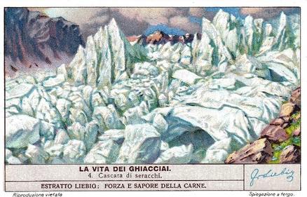 1938 Liebig La Vita dei Ghiacciai - The life of a Glacier (Italian Text)(F1395, S1389) #4 Cascara di seracchi Front