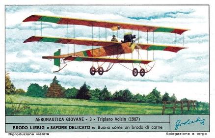 1968 Liebig Aeronautica giovane - The first aeroplanes (Italian Text)(F1824, S1827) #3 Triplano Voisin (1907) Front