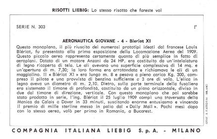 1968 Liebig Aeronautica giovane - The first aeroplanes (Italian Text)(F1824, S1827) #4 Bleriot XI Back